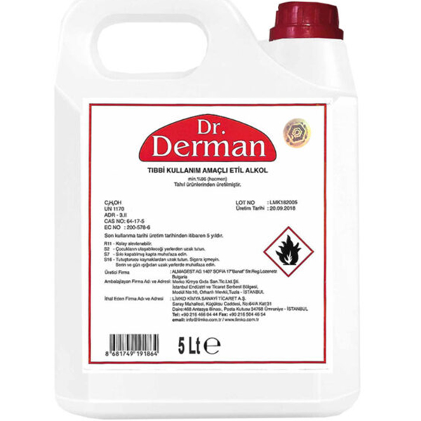 Dr. Derman 5 Litre 96 Derece Etil Alkol